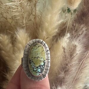 Vintage Silver and 14k gold Turquoise Ring